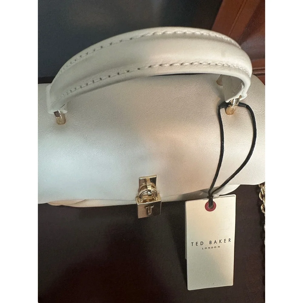Ted Baker London Cream Leather Padlock Top‎ Handle Crossbody Bag NWT